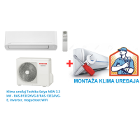 Klima uređaj Toshiba Seiya NEW 3.3 kW - RAS-B13E2KVG-E/RAS-13E2AVG-E, inverter, mogućnost WiFi SA MONTAŽOM